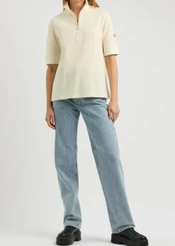 Half-zip piqué cotton T-shirt