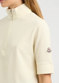 Half-zip piqué cotton T-shirt