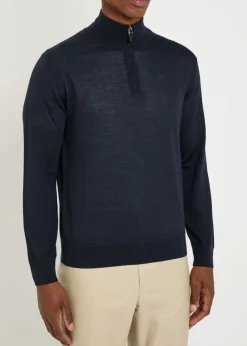 Half-zip wool-blend jumper