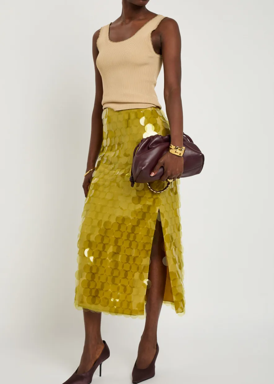 Halin embellished midi mesh skirt