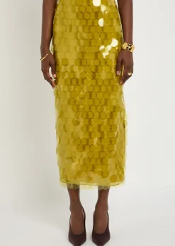 Halin embellished midi mesh skirt