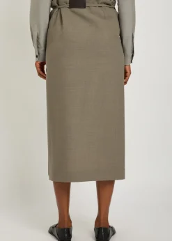 Hallie wool midi wrap skirt