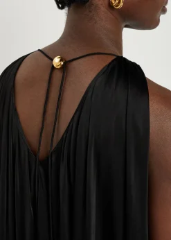 Halter ruched satin top