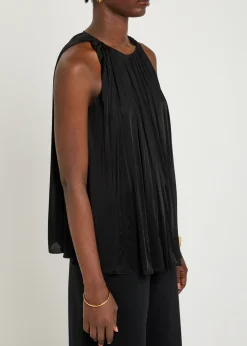 Halter ruched satin top