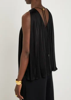 Halter ruched satin top