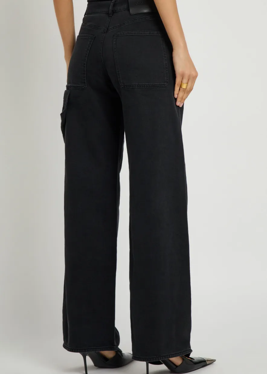 Hammer logo-embroidered wide-leg jeans