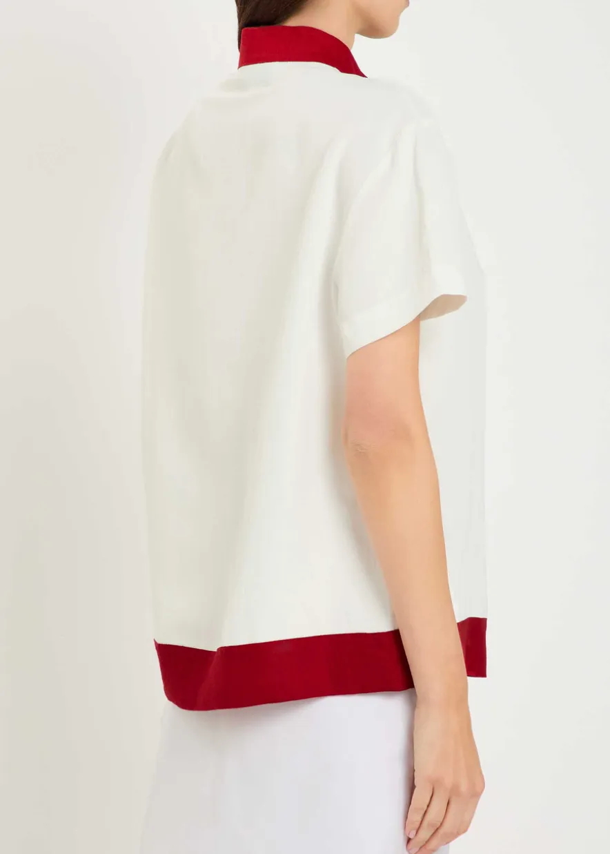 Hana contrasting-trim woven shirt