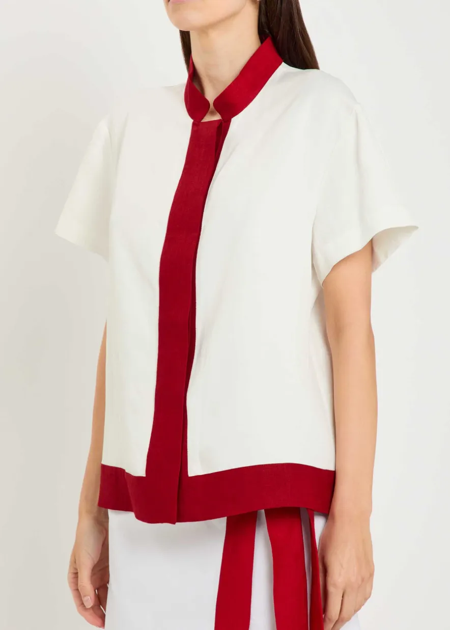 Hana contrasting-trim woven shirt