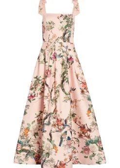 Hana floral-print stretch cotton-sateen midi dress