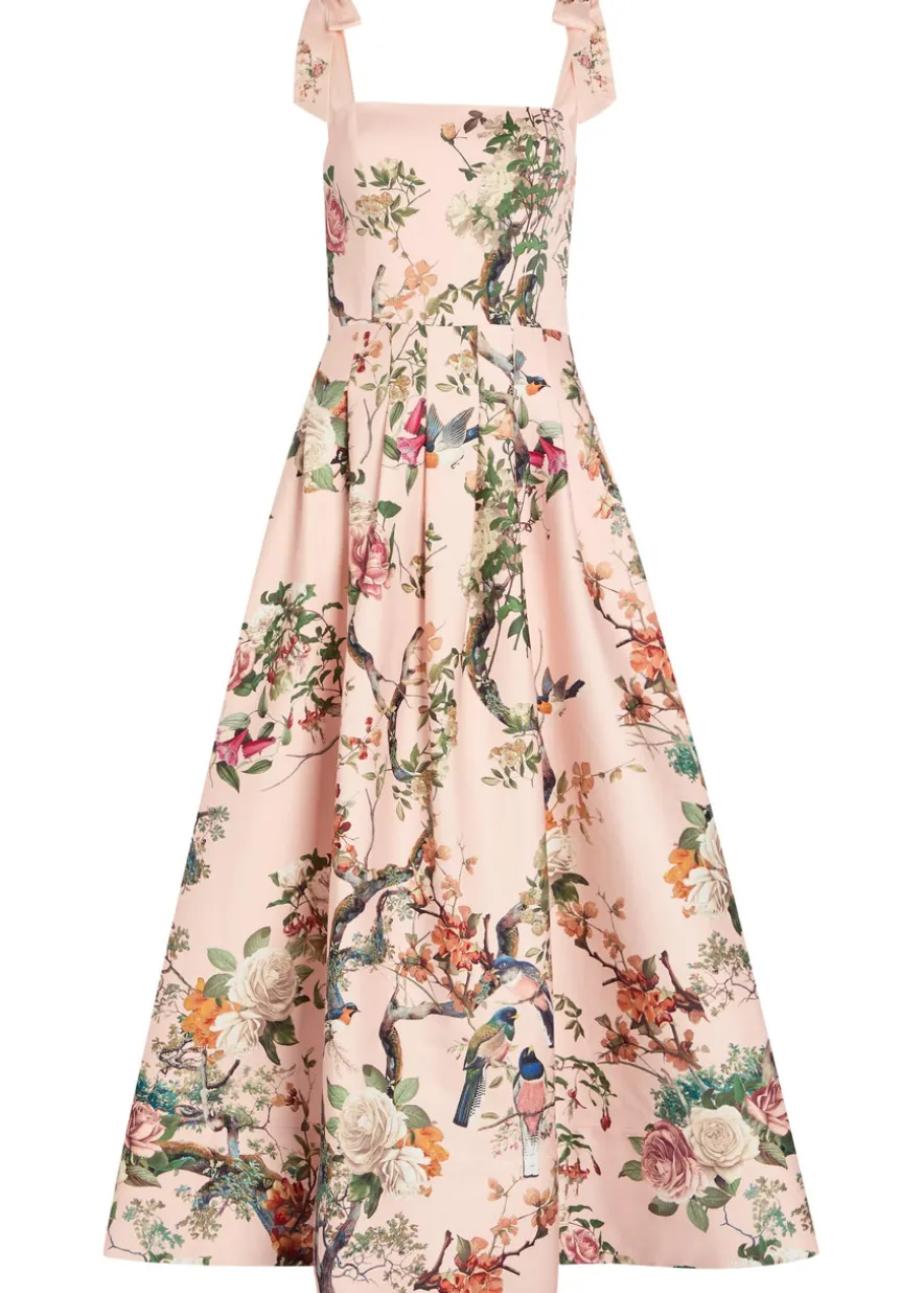 Hana floral-print stretch cotton-sateen midi dress