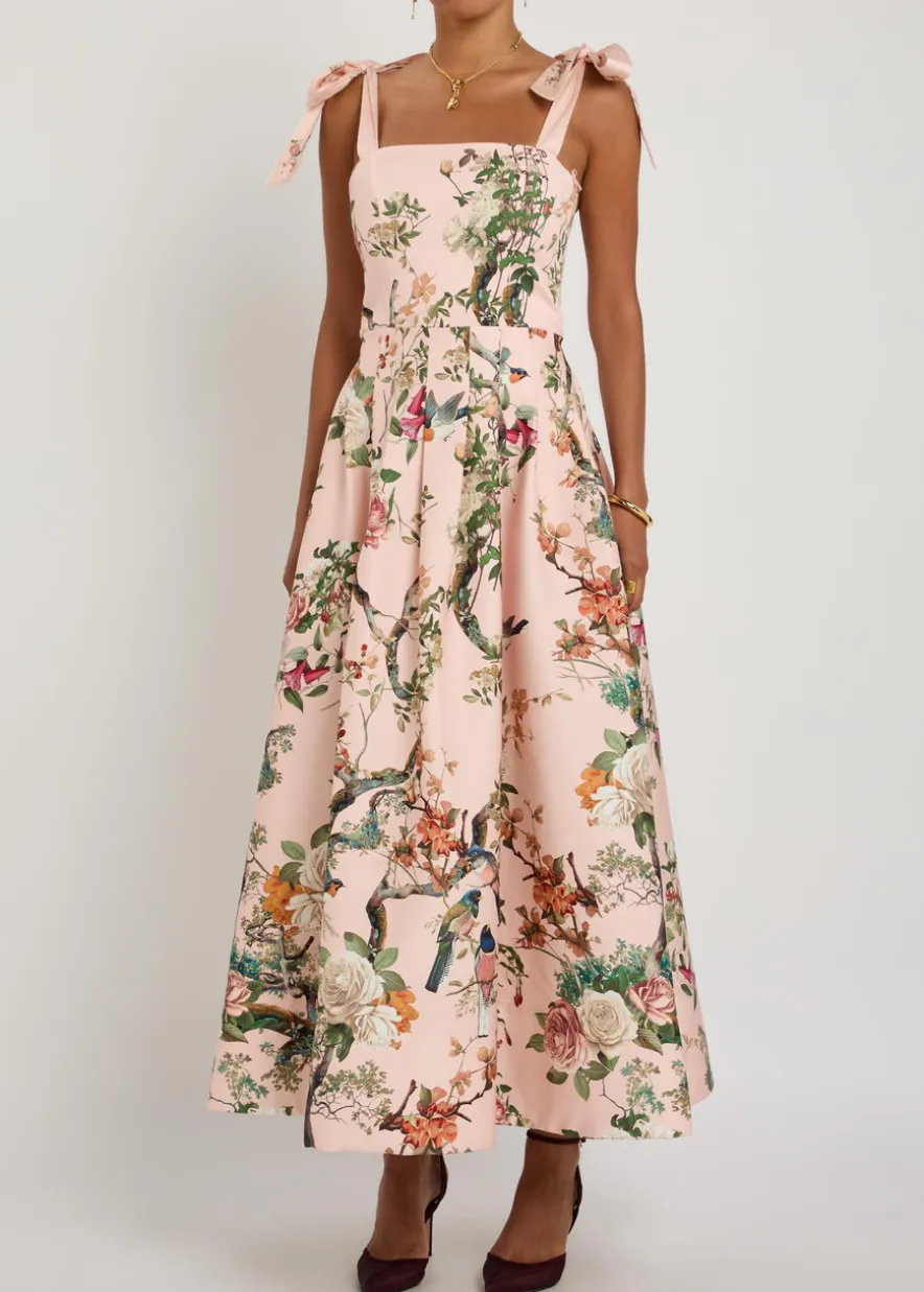 Hana floral-print stretch cotton-sateen midi dress