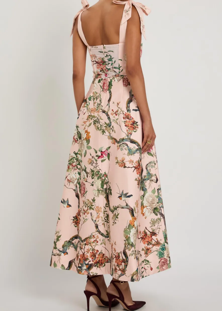 Hana floral-print stretch cotton-sateen midi dress