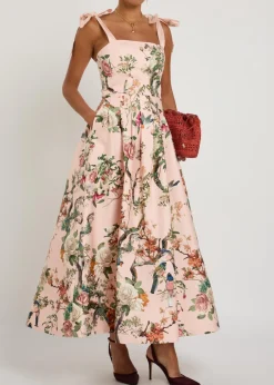 Hana floral-print stretch cotton-sateen midi dress