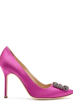 Hangisi 105 fuchsia silk satin pumps