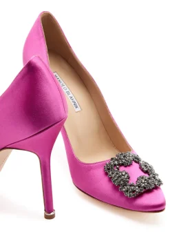 Hangisi 105 fuchsia silk satin pumps