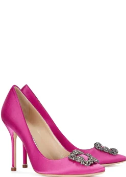 Hangisi 105 fuchsia silk satin pumps