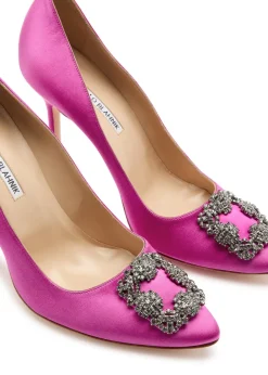Hangisi 105 fuchsia silk satin pumps