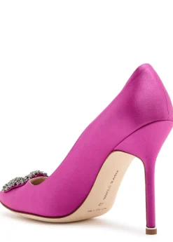 Hangisi 105 fuchsia silk satin pumps