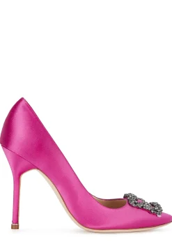 Hangisi 105 fuchsia silk satin pumps