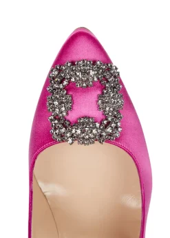 Hangisi 105 fuchsia silk satin pumps