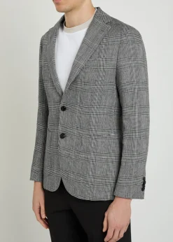 Hanry checked cotton and linen-wool blazer
