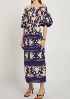 Harbour Hues patterned cotton-poplin midi dress
