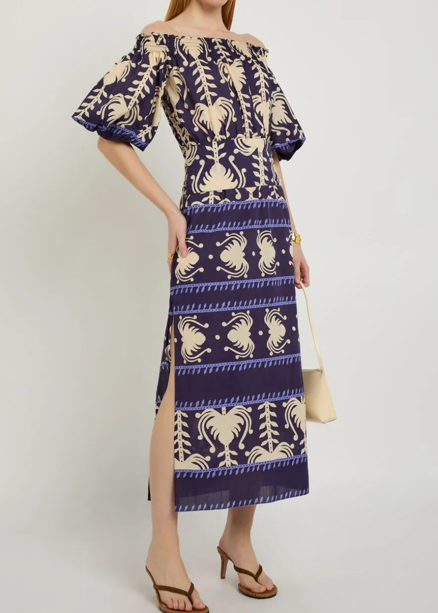Harbour Hues patterned cotton-poplin midi dress