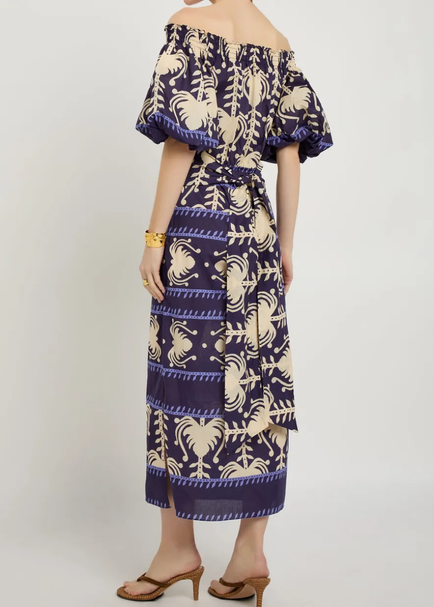 Harbour Hues patterned cotton-poplin midi dress