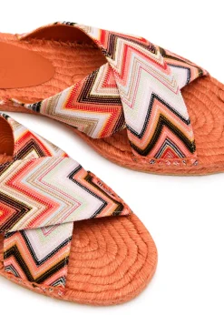Harlow zigzag lamé espadrille sliders