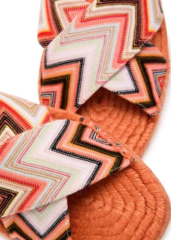 Harlow zigzag lamé espadrille sliders