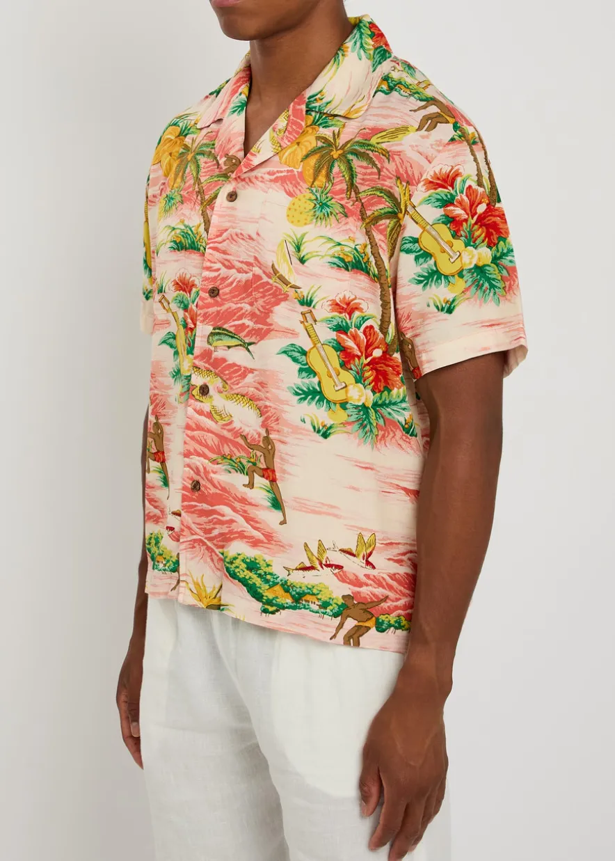 Hawaiian Vacation printed rayon poplin shirt