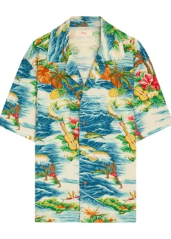 Hawaiian Vacation printed rayon poplin shirt
