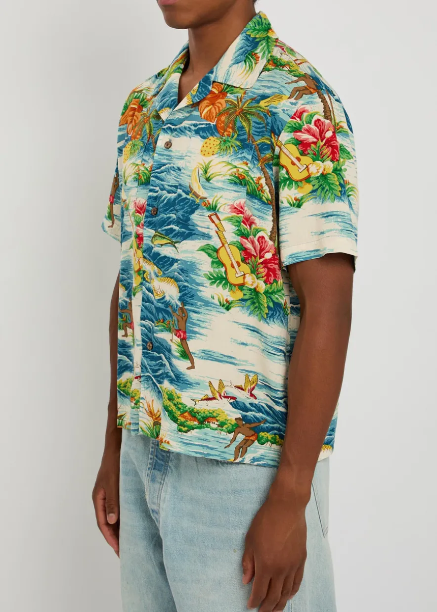 Hawaiian Vacation printed rayon poplin shirt