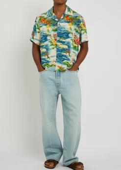 Hawaiian Vacation printed rayon poplin shirt