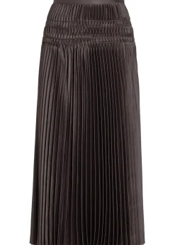 Hayes plissé satin midi skirt