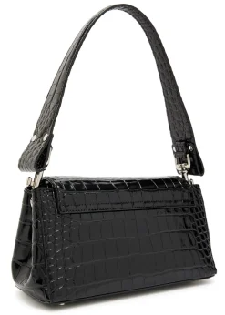 Hazel medium crocodile-effect patent leather shoulder bag