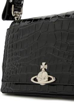 Hazel medium crocodile-effect patent leather shoulder bag