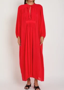 Hazy Nipple pleated cotton midi dress