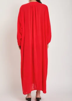 Hazy Nipple pleated cotton midi dress