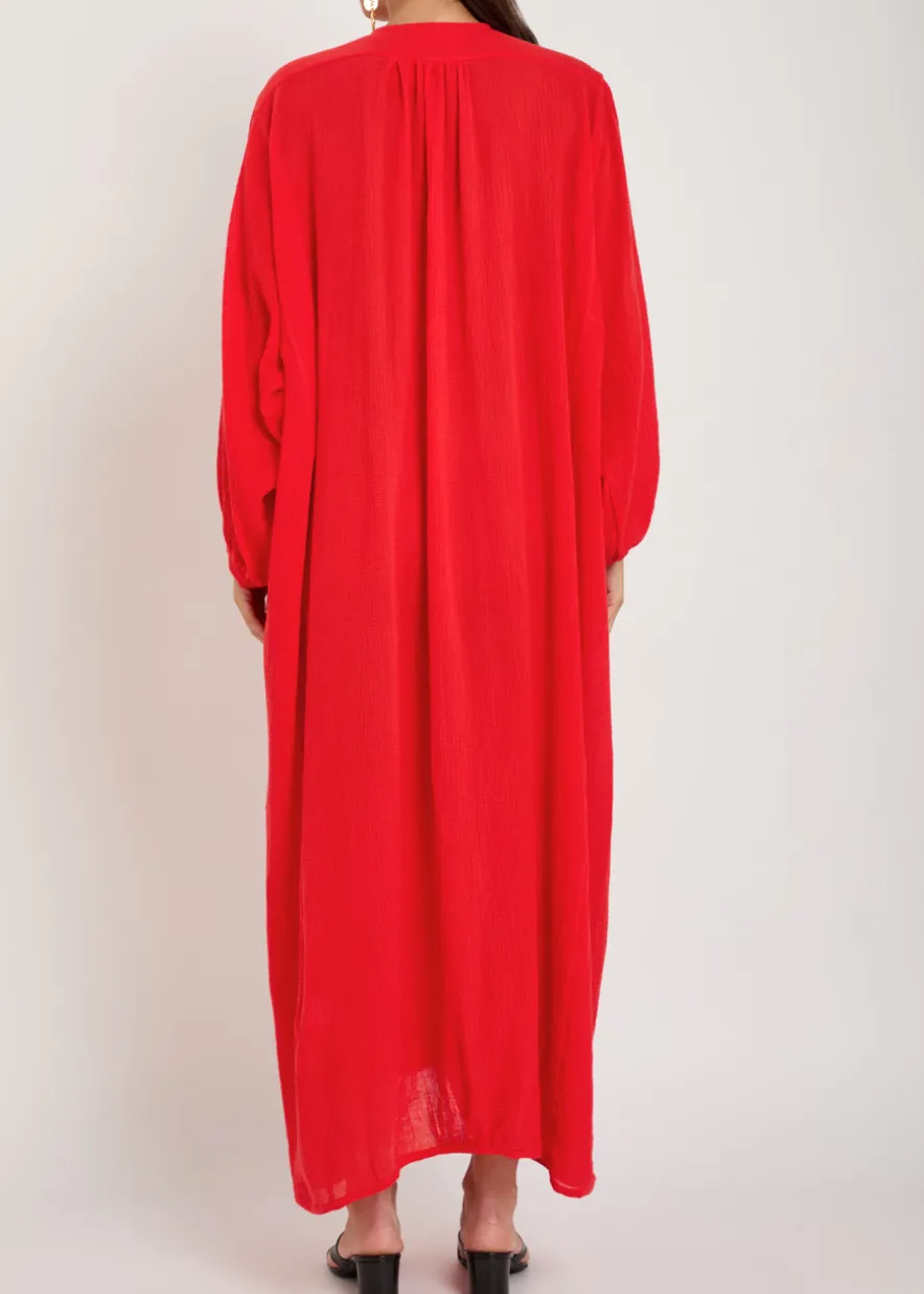 Hazy Nipple pleated cotton midi dress