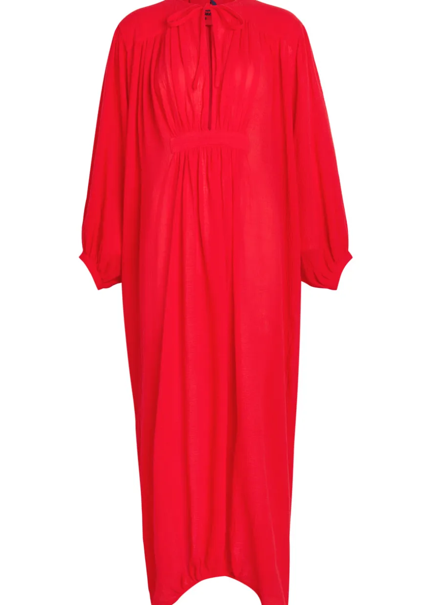 Hazy Nipple pleated cotton midi dress