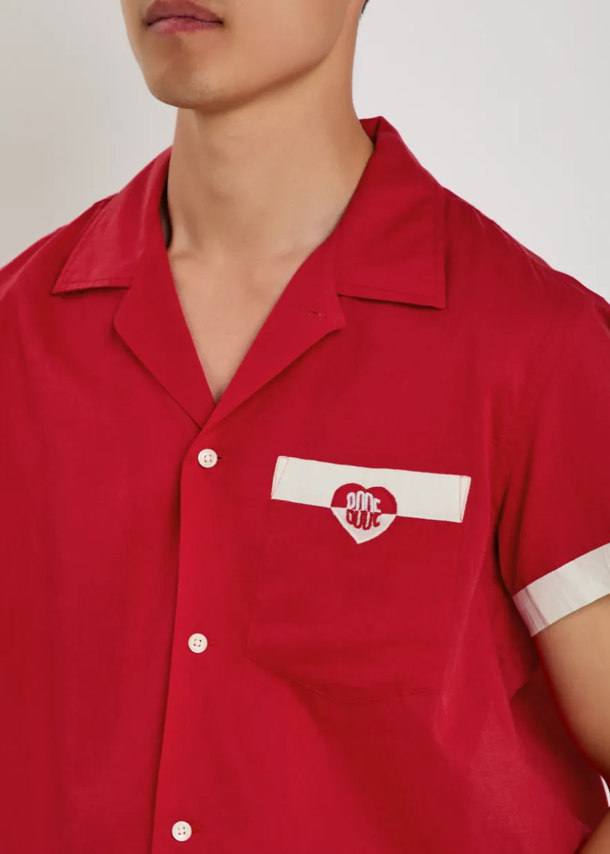 Heart Deco embroidered cotton shirt