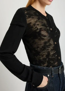 Heat floral-jacquard merino wool top