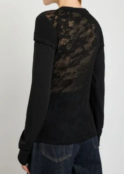 Heat floral-jacquard merino wool top
