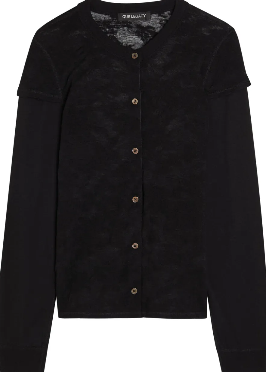 Heat floral-jacquard merino wool top