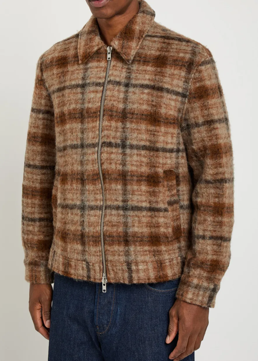 Heath checked wool-blend jacket