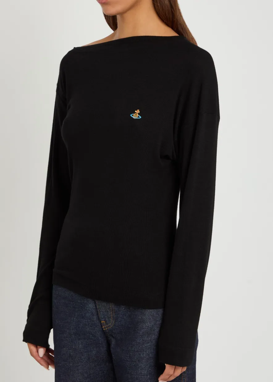 Hebo asymmetric long-sleeve knit top