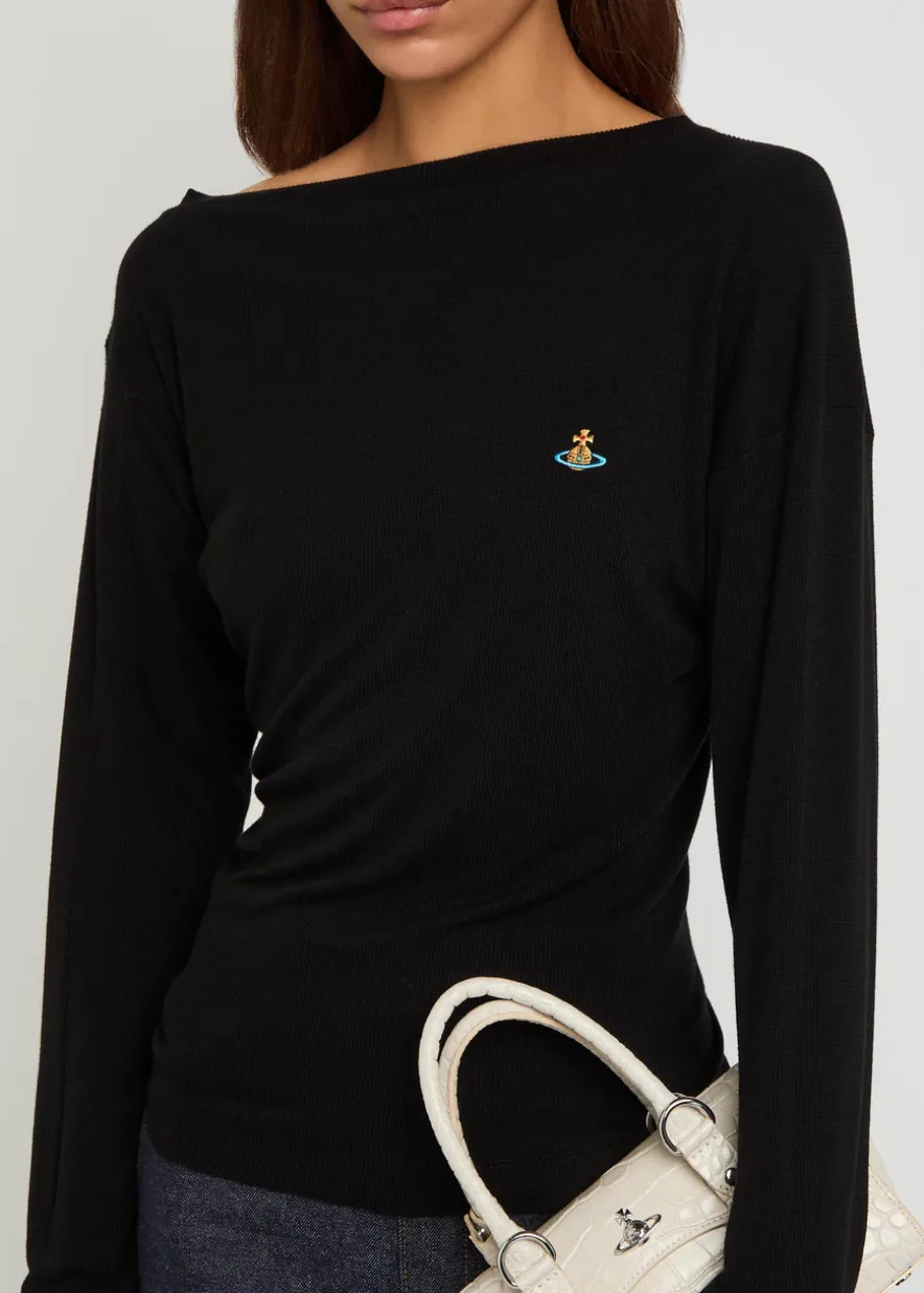Hebo asymmetric long-sleeve knit top