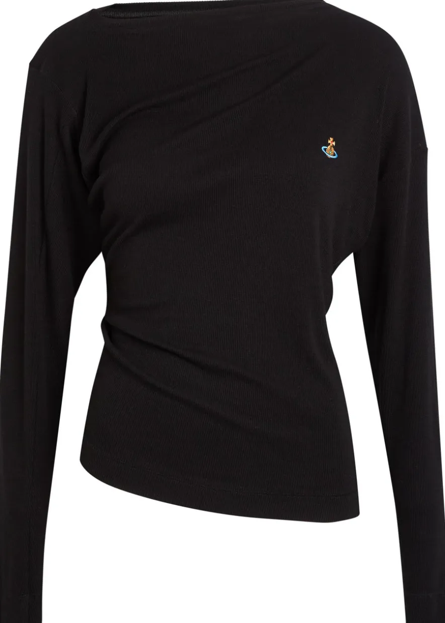 Hebo asymmetric long-sleeve knit top