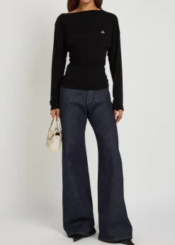 Hebo asymmetric long-sleeve knit top